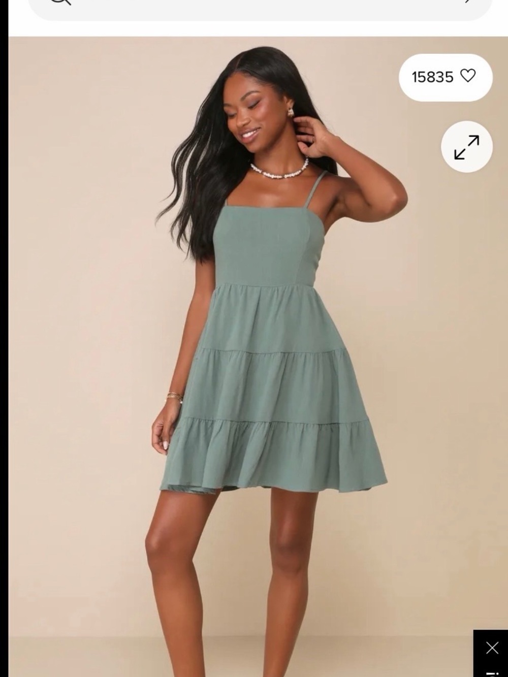 Lulu's Sage Green Tiered Mini Sundress